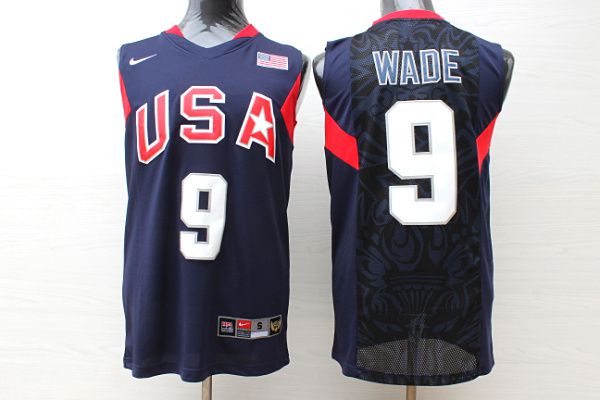 Men USA #9 Wade Dark Blue Stitched Nike NBA Jersey